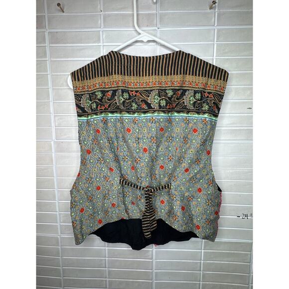 Vintage Webebop Patchwork Vest Rayon Boho Artsy Multi-Pattern 2 Button Size XS/S - Picture 3 of 6
